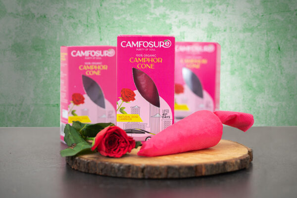 Camfosure Natural Rose - Camphor Cone Box (60 Grams)